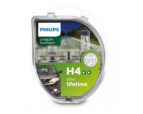 Комплект галогенових ламп Philips 12342LLECOS2 H4 60/55W 12V P43t EcoVision 2шт/комплект Комплект галогенових ламп Philips 12342LLECOS2 H4 60/55W 12V P43t EcoVision 2шт/комплект