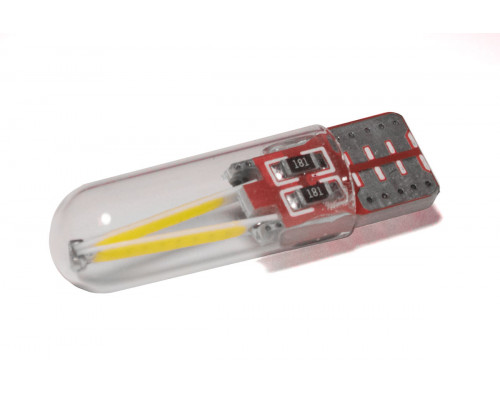 Світлодіодна лампа StarLight T10 1 діод 12V COB 1W WHITE мультиполярна / скляна колба / друкована плата RED Світлодіодна лампа StarLight T10 1 діод 12V COB 1W WHITE мультиполярна / скляна колба / друкована плата RED