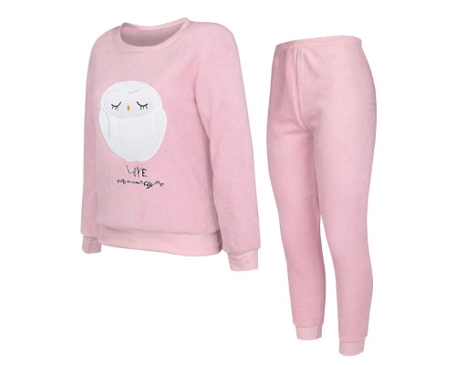 Жіноча тепла піжама Lesko Owl Pink 2XL костюм для дому Жіноча тепла піжама Lesko Owl Pink 2XL костюм для дому