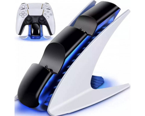 Зарядка для джойстика PS5 Dobe PlayStation 5 PS5 DualSense на 2 геймпади з LED підсвічуванням P5V Білий Зарядка для джойстика PS5 Dobe PlayStation 5 PS5 DualSense на 2 геймпади з LED підсвічуванням P5V Білий