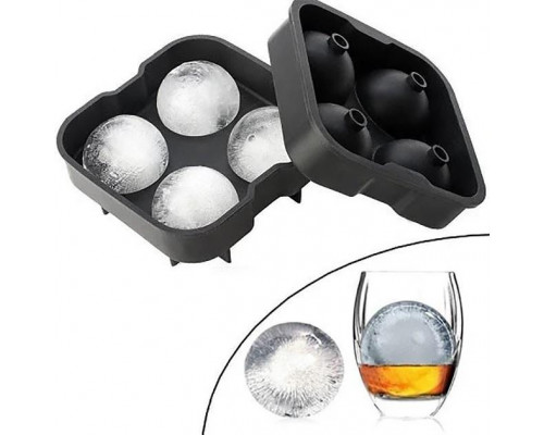 Форма для льоду силіконова Ice Куля 4 комірки 12х12х4,5 см Чорний (C051354)