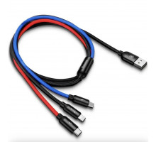Універсальний USB кабель BASEUS 3 in 1 для заряджання пристроїв USB Type-C Micro USB Lightning 1.2 м Чорний