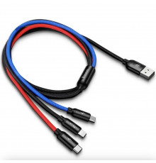 Універсальний USB кабель BASEUS 3 in 1 для заряджання пристроїв USB Type-C Micro USB Lightning 1.2 м Чорний
