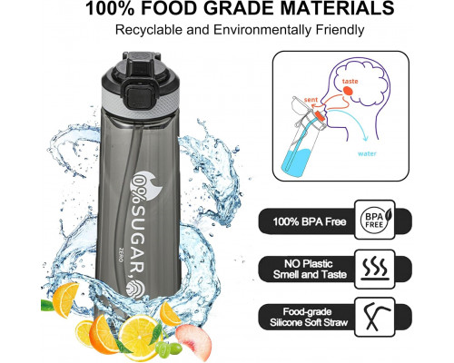 Пляшка для води СМ пластикова 1000 мл Чорний (С051407)