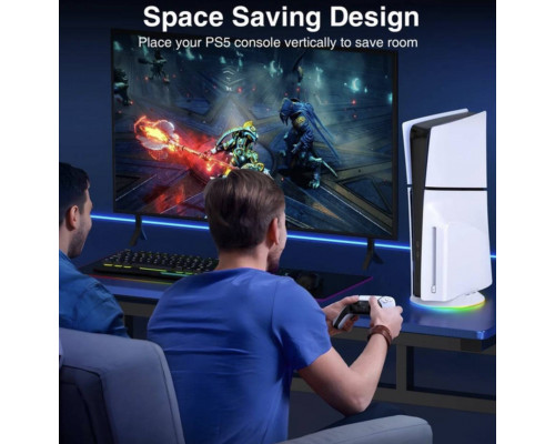 Вертикальний стенд BebonCool для Sony PlayStation Slim з RGB підсвічуванням та 2 USB Hub Білий Вертикальний стенд BebonCool для Sony PlayStation Slim з RGB підсвічуванням та 2 USB Hub Білий