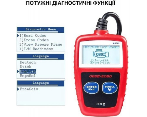 Автосканер діагностичний No Brand CarD MS309 OBD-2 сканер несправностей автомобіля (RD050708) Автосканер діагностичний No Brand CarD MS309 OBD-2 сканер несправностей автомобіля (RD050708)