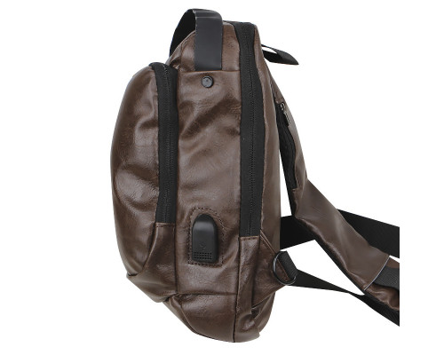 Сумка нагрудна через плече No Brand 694 32х16х10 см Dark Brown