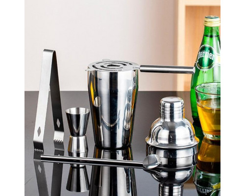 Набір для бару ТМ для приготування коктейлів 550 мл 5 предметів Сріблястий (С051366)