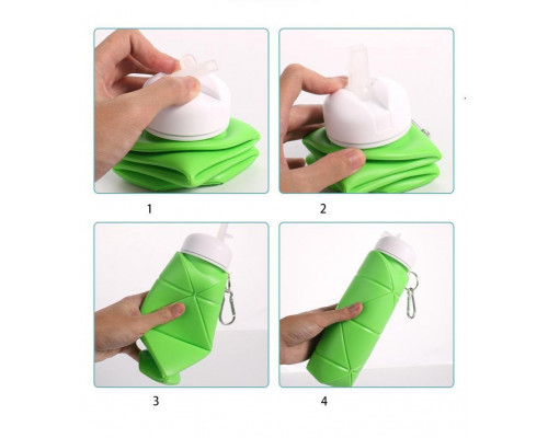 Складна силіконова пляшка для води і напоїв з карабіном water bottle 600 мл Чорний (С051120)