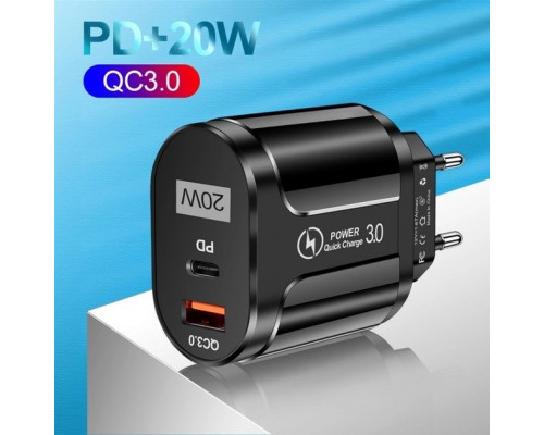 Зарядний пристрій Mirrow USB Type-C Super Charge/Quick Charge 3.0 PD 20W Black (366589741) Зарядний пристрій Mirrow USB Type-C Super Charge/Quick Charge 3.0 PD 20W Black (366589741)