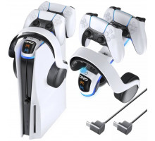 Зарядка для джойстика Otvo DualSense пристрій для контролера PS на 2 геймпади Білий