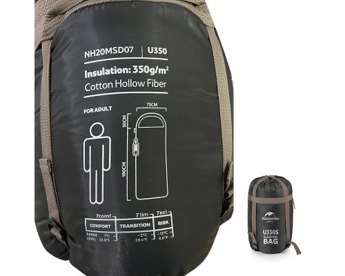 Туристичний спальний мішок в чохлі Naturehike U350 Brown Туристичний спальний мішок в чохлі Naturehike U350 Brown