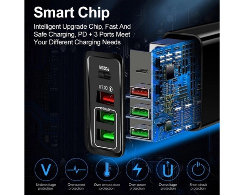 Зарядний пристрій Mirrow 3 USB Type-C Super Charge/Quick Charge 36W Black (498567566) Зарядний пристрій Mirrow 3 USB Type-C Super Charge/Quick Charge 36W Black (498567566)