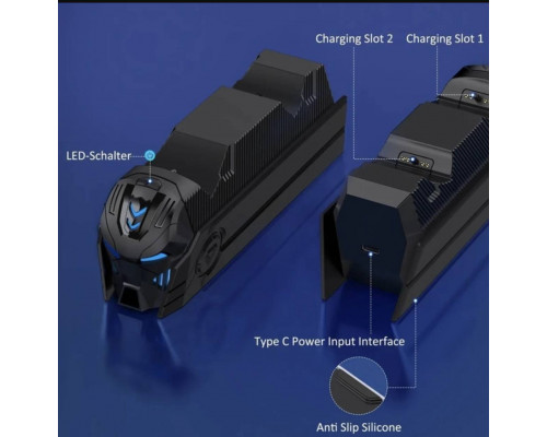 Зарядка для джойстика PS5 BebonCool Док Станція для PlayStation 5 PS5 DualSense/edge на 2 геймпади з LED Чорний Зарядка для джойстика PS5 BebonCool Док Станція для PlayStation 5 PS5 DualSense/edge на 2 геймпади з LED Чорний