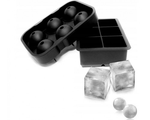 Набір силіконових форм для льоду Ice Куб і Куля 6 комірок 2 шт Чорний (C051350-51355)