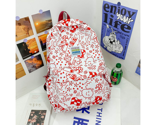 Рюкзак підлітковий No Brand 5154 31х13 см White-Red 13081-84483