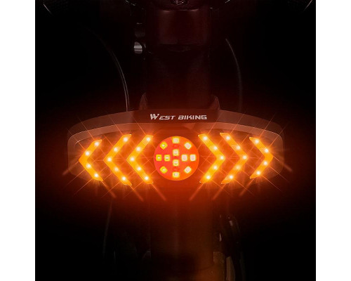 Ліхтар велосипедний габаритний із зазначенням поворотів West Biking YP0701313 Чорний (9700-40515)