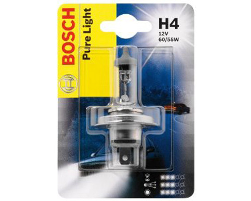 Автолампа BOSCH Pure Light H4 60/55W 12V P43t (1987301001) 1шт./блістер Автолампа BOSCH Pure Light H4 60/55W 12V P43t (1987301001) 1шт./блістер