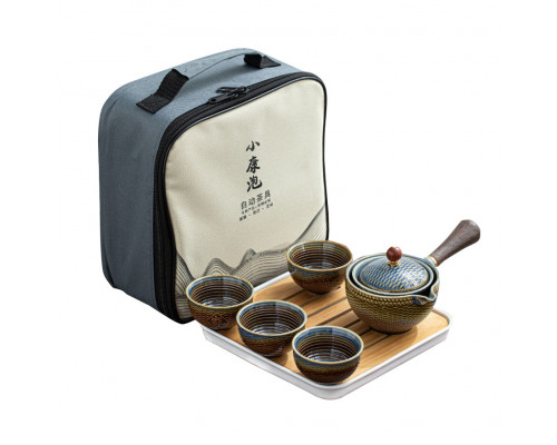 Дорожній набір Blue для чайної церемонії No Brand Dragon 6 предметів