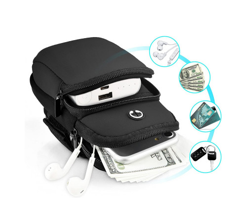 Сумка для бігу - чохол на руку JEEF 18 х 9.5 см з 2 кишенями Чорний (RT050664)