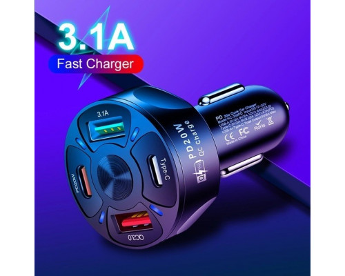 Автомобільний зарядний пристрій No Brand CWa 2USB 2Type-C PD20W QC 3.0 Black (70250551) Автомобільний зарядний пристрій No Brand CWa 2USB 2Type-C PD20W QC 3.0 Black (70250551)