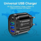 Зарядний пристрій Mirrow 3 USB Type-C Super Charge/Quick Charge 3.0 5V/2.4A Black (355621451)