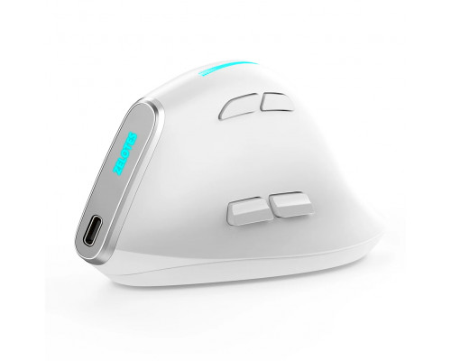 Вертикальна миша бездротова Zelotes F-36 з акумулятором та RGB підсвічуванням 2,4G+Bluetooth White Вертикальна миша бездротова Zelotes F-36 з акумулятором та RGB підсвічуванням 2,4G+Bluetooth White