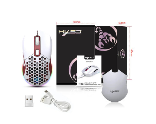Миша бездротова HXSJ Т28 з акумулятором та RGB підсвічуванням 2,4G+Bluetooth Red Миша бездротова HXSJ Т28 з акумулятором та RGB підсвічуванням 2,4G+Bluetooth Red