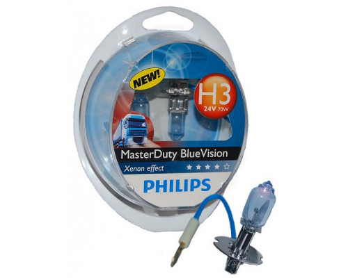 Автолампа PHILIPS 13336MDBVS2 H3 70W 24V PK22s MasterDuty BlueVision Автолампа PHILIPS 13336MDBVS2 H3 70W 24V PK22s MasterDuty BlueVision