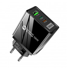 Зарядний пристрій Mirrow USB 2-Type-C Super Charge/Quick Charge 3.0 PD 58W Black (FR050840)