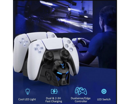Зарядка для джойстика PS5 BebonCool Док Станція для PlayStation 5 PS5 DualSense/edge на 2 геймпади з LED Чорний Зарядка для джойстика PS5 BebonCool Док Станція для PlayStation 5 PS5 DualSense/edge на 2 геймпади з LED Чорний