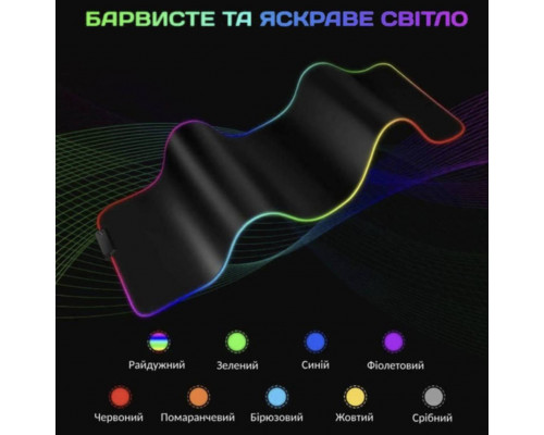 Килимок для миші комп'ютера з rgb підсвічуванням Choice 300х800 мм Чорний Килимок для миші комп'ютера з rgb підсвічуванням Choice 300х800 мм Чорний