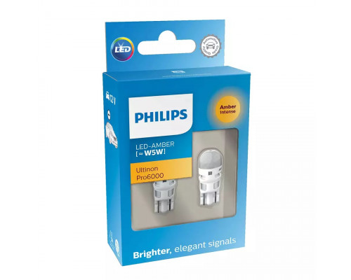 Комплект світлодіодних ламп Philips 11961AU60X2 W5W LED Ultinon Pro6000 SI amber Комплект світлодіодних ламп Philips 11961AU60X2 W5W LED Ultinon Pro6000 SI amber