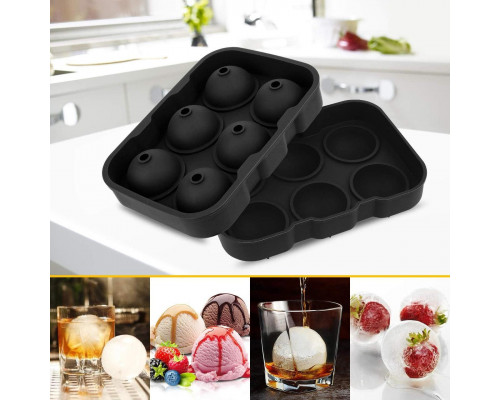 Форма для льоду силіконова Ice Куля 6 комірок 18,5x12,5x4,6 см Чорний (C051355)