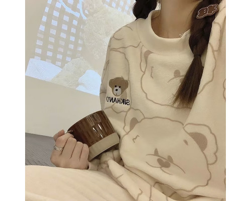 Жіноча піжама Lesko 305 Bear L White-Brown Жіноча піжама Lesko 305 Bear L White-Brown
