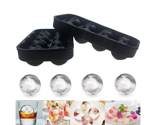 Форма для льоду силіконова Ice Куля 8 комірок 22x11,5х4,5 см Чорний (C051356)