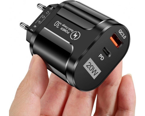 Зарядний пристрій Mirrow USB Type-C Super Charge/Quick Charge 3.0 PD 20W Black (366589741) Зарядний пристрій Mirrow USB Type-C Super Charge/Quick Charge 3.0 PD 20W Black (366589741)