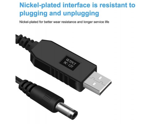 Кабель для роутера USB DC живлення від Power Bank Fonken із трансформатором 12V з перехідником 5.5 - 3.5 мм Чорний Кабель для роутера USB DC живлення від Power Bank Fonken із трансформатором 12V з перехідником 5.5 - 3.5 мм Чорний
