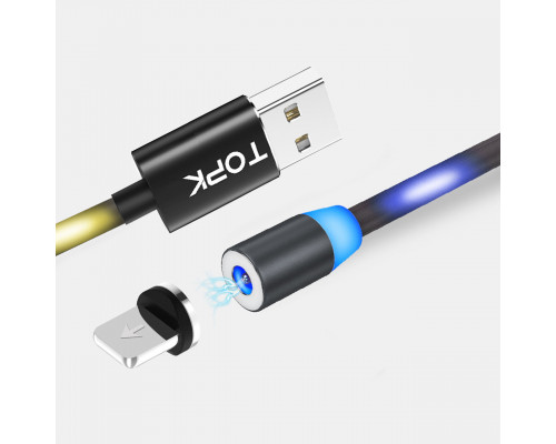 Кабель магнітний Topk Z-line Llightning для зарядки LED USB 1m Black, що світиться (3872-10791) Кабель магнітний Topk Z-line Llightning для зарядки LED USB 1m Black, що світиться (3872-10791)