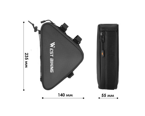 Сумка велосипедна West Biking YP0707387 23,5х5,5 см Чорний 13360-85820