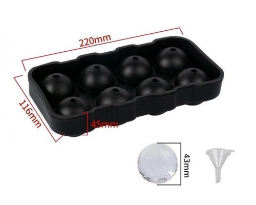 Форма для льоду силіконова Ice Куля 8 комірок 22x11,5х4,5 см Чорний (C051356)