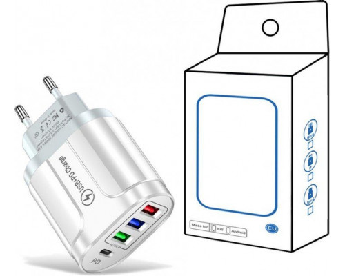 Зарядний пристрій Xiamen 3 USB Type-C V 2,4 A White (050558) Зарядний пристрій Xiamen 3 USB Type-C V 2,4 A White (050558)