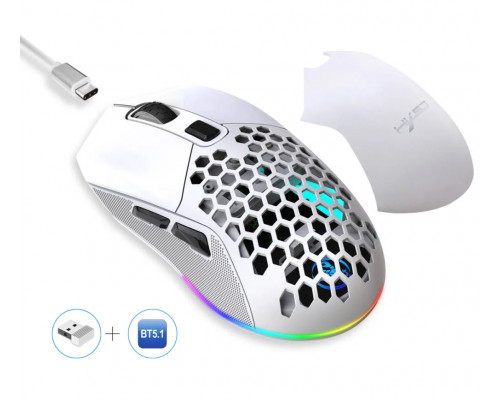 Миша бездротова HXSJ Т28 з акумулятором та RGB підсвічуванням 2,4G+Bluetooth White Миша бездротова HXSJ Т28 з акумулятором та RGB підсвічуванням 2,4G+Bluetooth White