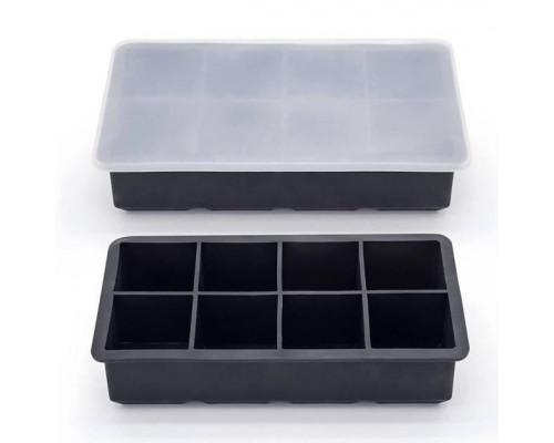 Форма для льоду силіконова Ice з кришкою Кубики 8 комірок 21x11.5x5 см Чорний (С051353)