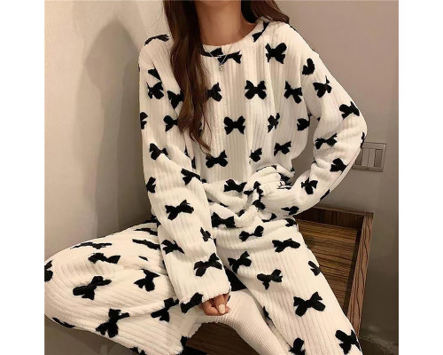 Жіноча піжама Lesko 2023 Bow 2XL White-Black Жіноча піжама Lesko 2023 Bow 2XL White-Black