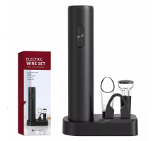 Набір для вина BAR 5в1 штопор на батарейках/аератор/пробка/ніж для фольги 5 предметів Чорний (C051397)