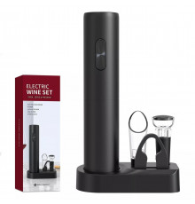 Набір для вина BAR 5в1 штопор на батарейках/аератор/пробка/ніж для фольги 5 предметів Чорний (C051397)