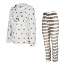 Жіноча піжама Lesko Heart 2XL White-Brown
