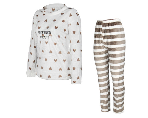 Жіноча піжама Lesko Heart 2XL White-Brown Жіноча піжама Lesko Heart 2XL White-Brown