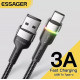 Зарядка USB кабель Essager для синхронізації та зарядки Android та інших пристроїв USB Type-C 3 м Чорний